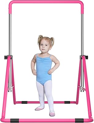 DOBESTS Gymnastikbar, vikbar horisontell stång, justerbar höjd gymnastik horisontella stänger, junior gymnastikträningsutrustning för hemmagym inomhus trädgård utomhus