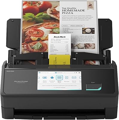 ScanSnap iX2500 Svart - Ultrasnabb dubbelsidig skanner med 45 sid/min, 100 ark ADF, 600 dpi, 5-tums pekskärm, WLAN/Bluetooth/USB-anslutning