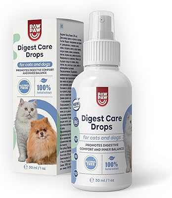 Paw2paw Digest Care för katter och hundar – naturliga matsmältningstroppar mot gasbildning, diarré och aptitförlust – 100 % örtformel – utan kemikalier – 30 ml, över 200 spraypuffar, känsliga och