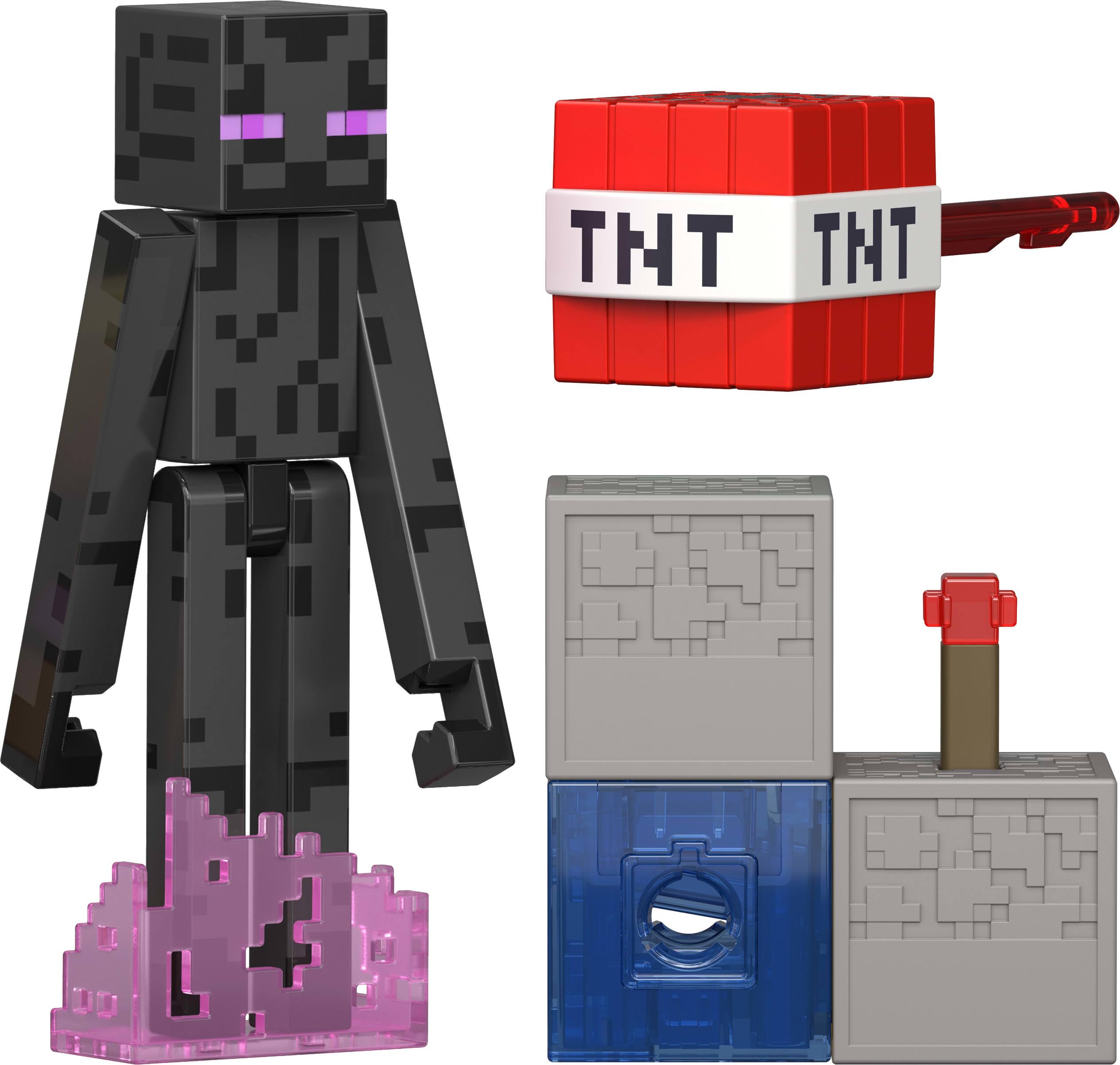 Mattel Minecraft-leksaker, Enderman-actionfigur med tillbehör och Redstone-byggdel, samlarset i skala 8cm inspirerat av tv-spelet, JJR88