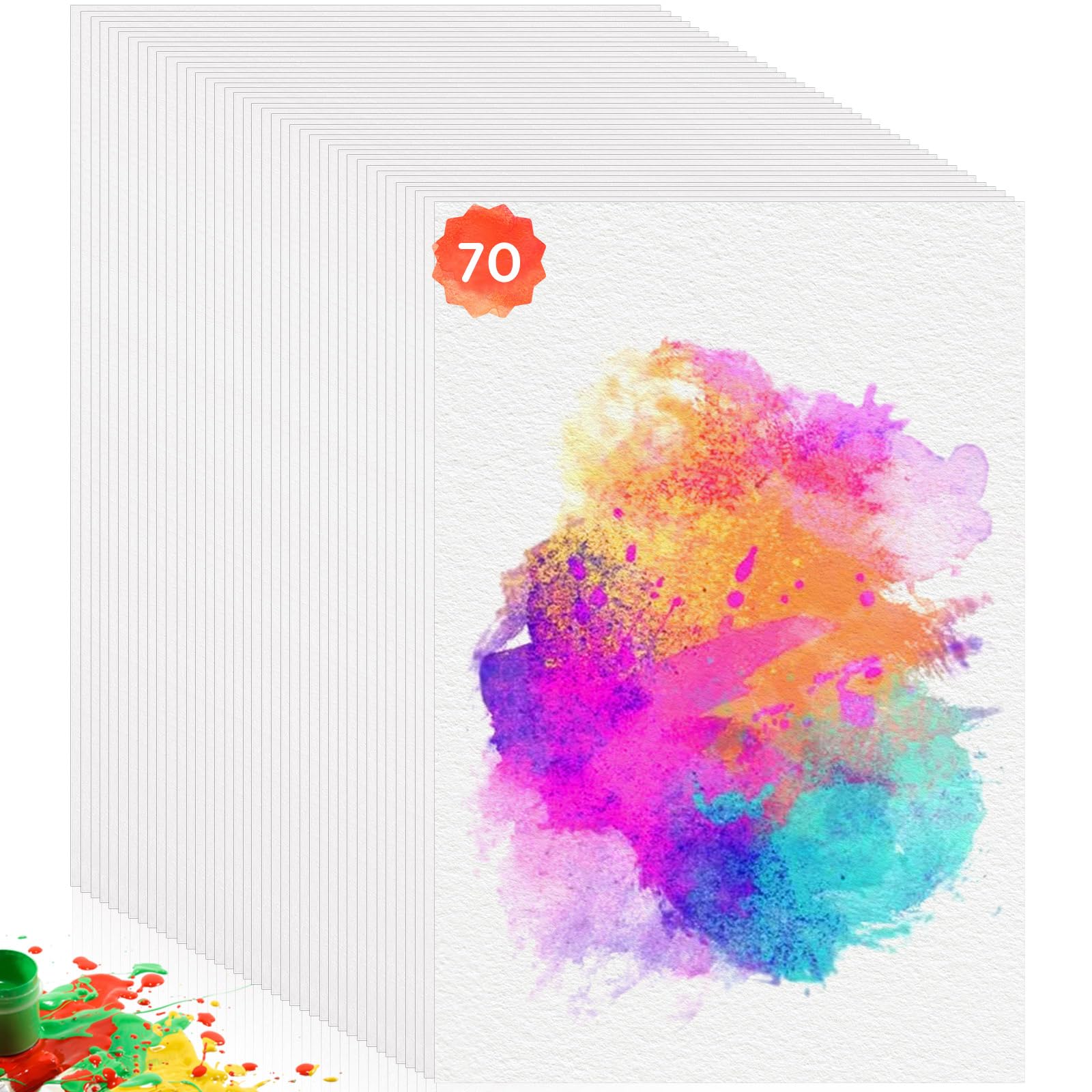 Omtofo 70 ark akvarellpapper 300 g/m², akvarellpapper vykort, akvarellblock akvarell papper för barn studenter vuxna konstnärer rita gör-det-själv (17,8 cm x 12,7 cm)