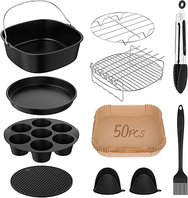 11 delar för Philips 5000-serien Airfryer tillbehör XXL 7,2 l 8,3 l, BPA-fri varmluftsfritös tillbehör för COSORI Turboblaze XXL 5,5 L 6,4 l, Russell Hobbs XXL 8L, Tefal XXL 6,5 l, Cecotec 6L, Ninja