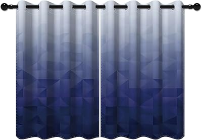 YONGFOTO 117 x 183 cm ombre mörkläggningsgardiner för sovrum, moderna geometriska blå lila gradient mörkläggningsgardiner för rum fönster draperier för barnkammare vardagsrum, 2 paneler