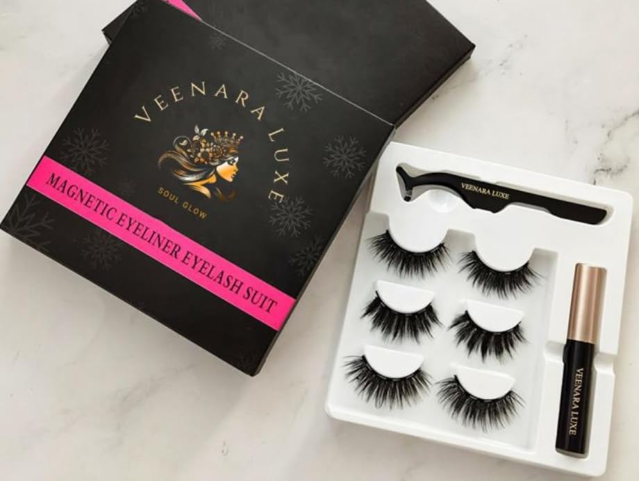 Eyelash & Eyeliner-set, lösögonfransar, inget limmsset, magnetisk eyeliner lash kit (Black)