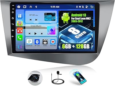 OiLiehu 6G+128G 8-kärnig Android 13 Bilstereo för Leon MK2 2005-2012 med Trådlös CarPlay Android Auto