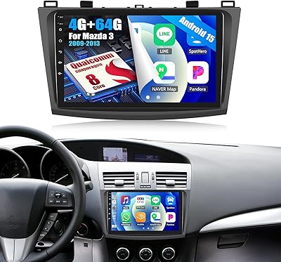 OiLiehu 4+64G/8-kärnig Android 15 Qualcomm Bilstereo för Mazda 3 2009-2013 med Trådlös CarPlay Android Auto