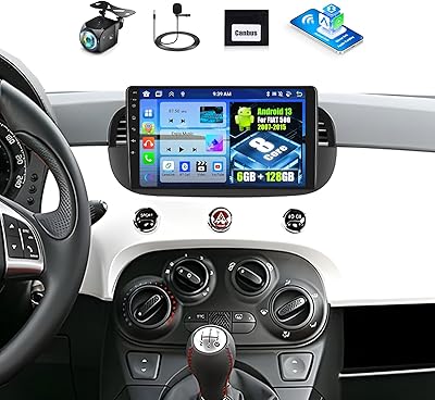 OiLiehu 6G+128G 8-kärnig Android 13 Bilstereo för Fiat 500 2007-2015 med Trådlös CarPlay Android Auto