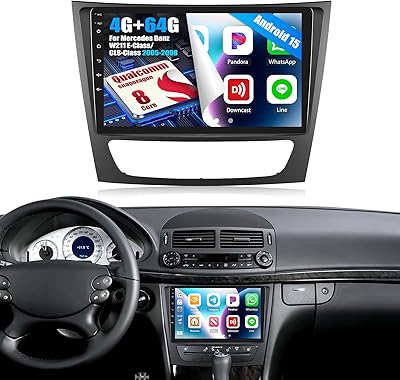 4+64G/8-kärnig Android 15 Qualcomm Bilstereo för Mercedes Benz W211 E-Klass CLS-Klass W219 2005-2008 med Trådlös CarPlay Android Auto