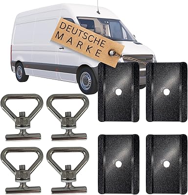 TronicXL 4 lastöglor + 4 skenor skydd kompatibla med Mercedes Benz Vito V-klass W447 Viano W639 lastsäkring öljetter monteringssats tillbehör camping förlängning