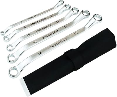 MichaelPro MP001034 anti-hedding 45-graders hylsnyckelsats med bärbar bärväska, 5-delad metrisk storlekar (6–15 mm) hylsnyckelset med rullväska