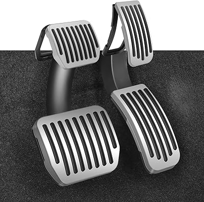 TOPABYTE Pedaler för Tesla Model Y Juniper Model 3 Highland 2017-2025 aluminium prestanda pedaler ersättningsskydd halkfri accelerator fotpinnar pedal, silver
