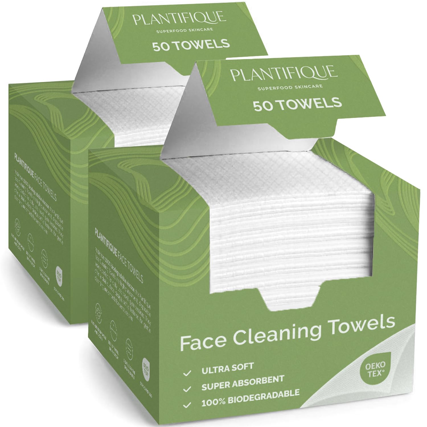 PLANTIFIQUE Disposable Face Wipes XL 10"x12" - 100% Biodegradable Viscose Facial Wipes for Women's Skin Care - Pack of 100