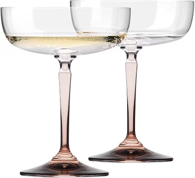 KROSNO Champagneskålar 2-pack, Rosa fot, 230 ml, Celebration Moments