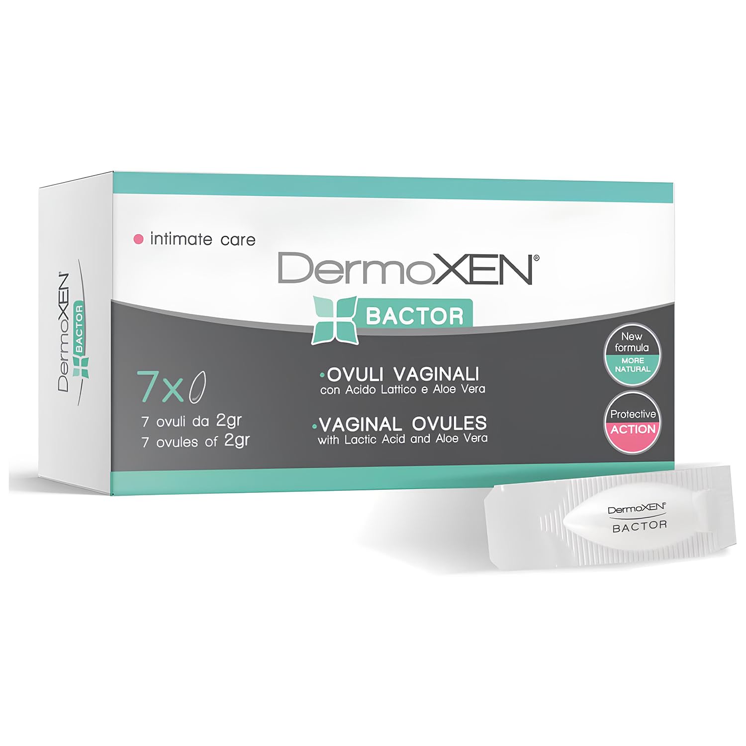 DermoXEN Bactor Milchsäure Zäpfchen für Scheide-Behandlung von Pilzinfektionen, Bakterielle Vaginose und Vaginitis im Intimbereich Frauen-Lindernt bei Brennen und Juckreiz-Scheidenflora Aufbauen-7 St.