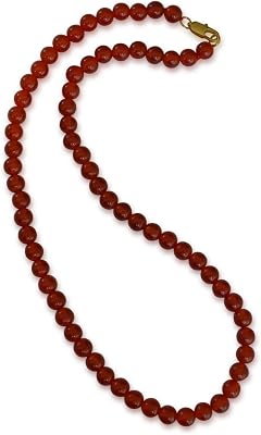 Vifaleno agat halsband, röd agat, naturligt, rundt, 6 mm