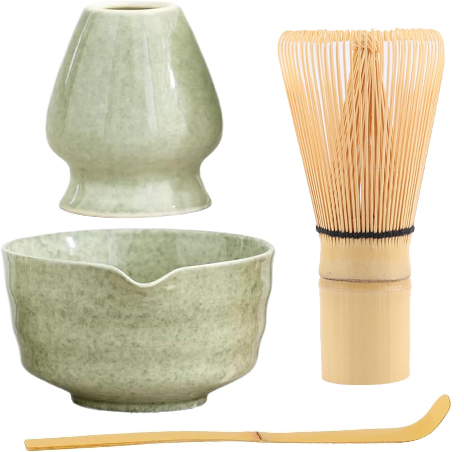 XPSSJMU Matcha-set, matcha-omrörare, matcha-omrörare, matcha omrörarset, keramisk matcha-set inklusive matcha-skål med hällare, matcha-omrörarstativ och bambusked, bästa presenten till dina älskade