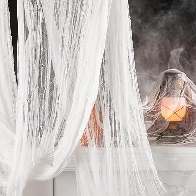 GWAWG 2,15 x 5 m stor halloween läskig duk halloween läskigt tyg vit läskigt tyg gasväv för spökhus skrämmande vit för entré dörröppningar utomhus hemsökt fest gård väggdekoration