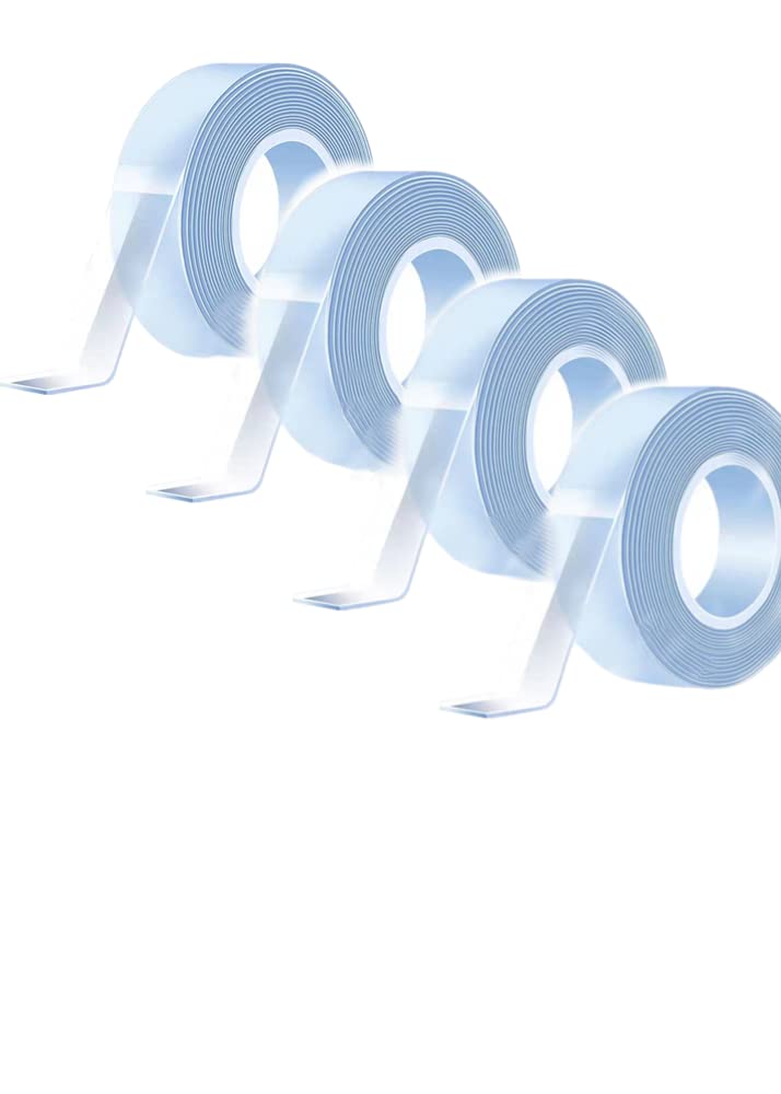 Nano tape, 4 rullar 1200 cm, lämnar inga märken flyttbarmultifunktionella, transparent tejp, återanvändbar, lämplig för väggar, kök, mattor, foton