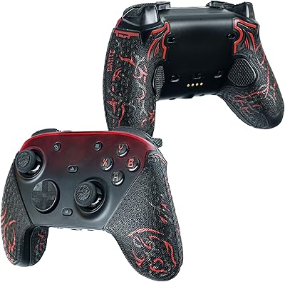 SHADOW BOOLT Kontrollgrepp för GameSir G7 Pro – halkfri, multitextur, svettabsorberande förklippt grepptejp hudkit (svart, röd och metallgrå)