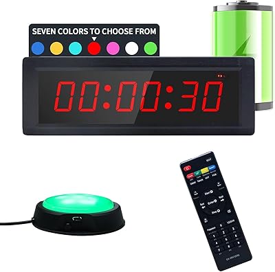 Gymtimer, nedräkningstimer med start/stoppknapp, digital stoppur med fjärrkontroll, bärbar 12/24H LED digital klocka intervall timer för träning sport hem
