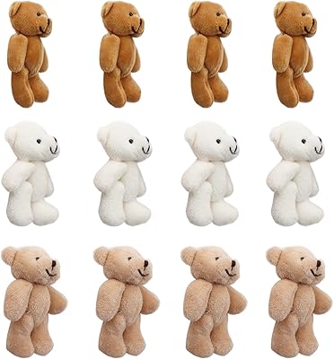 TOPINCN Mini fyllda björnar för klassrumsdekorationer, små plyschdockor för bilupphängning, 12 -Set med 12