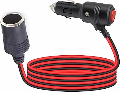 Bolwins O59C 2 m bil förlängningskabel Cigarettändare 12 V 24 V med strömbrytare bil lastbil strömkabel adapter för uttag camping båt baksäte bagageutrymme 180 W 15 A säkring