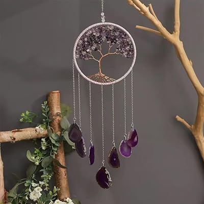 7 chakra-kristallhängare, dekorativt solfångarhänge, naturliga ädelstenar, vägghängning, prydnad, vägghängning, yoga väggkonst, ornament för sovrum (222)