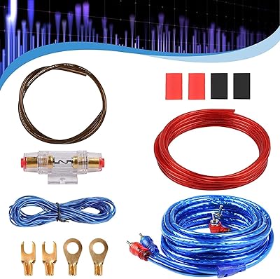 Bilförstärkare Kabel Set, 800W 8GA Auto Audio Komplett Kit, Ljud Förstärkare Kit för Bil, Kablar för Förstärkare Kablar AMP RCA Subwoofer Ljud Kabel för Bil (5 m)