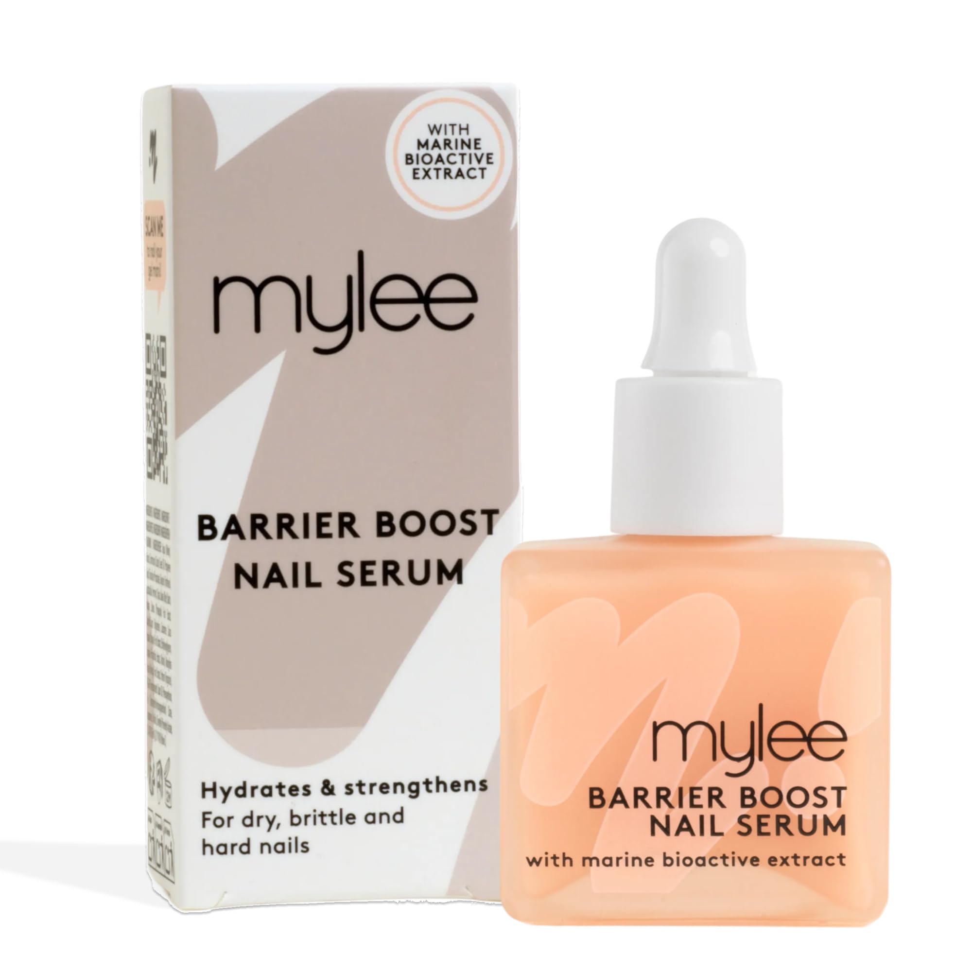 Mylee Barrier Boost Nagelserum 15ml - Återfuktar, stärker och återställer flexibilitet - 87% naturliga ingredienser med marin bioaktivt extrakt, bioaktivt tropiskt nektar och probiotiskt ferment