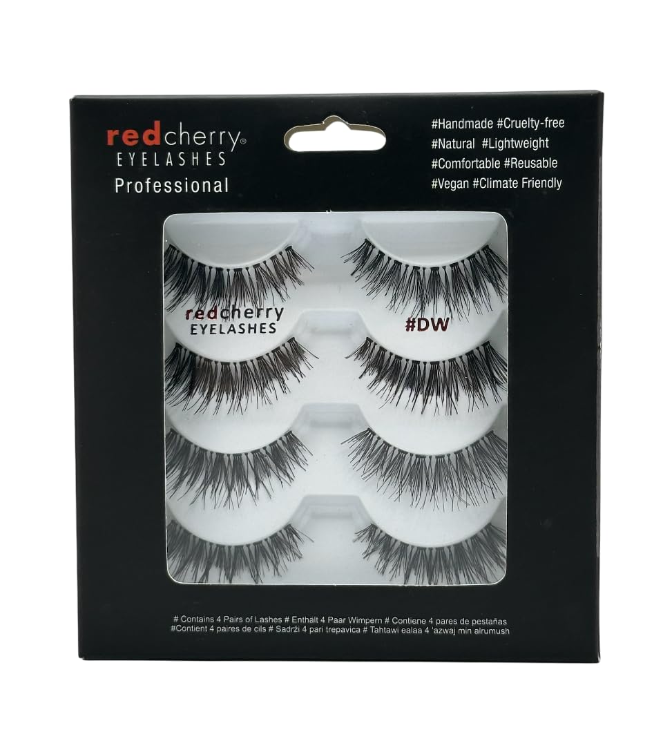 Red Cherry Eyelashes #DW – 4 par multipack professionell