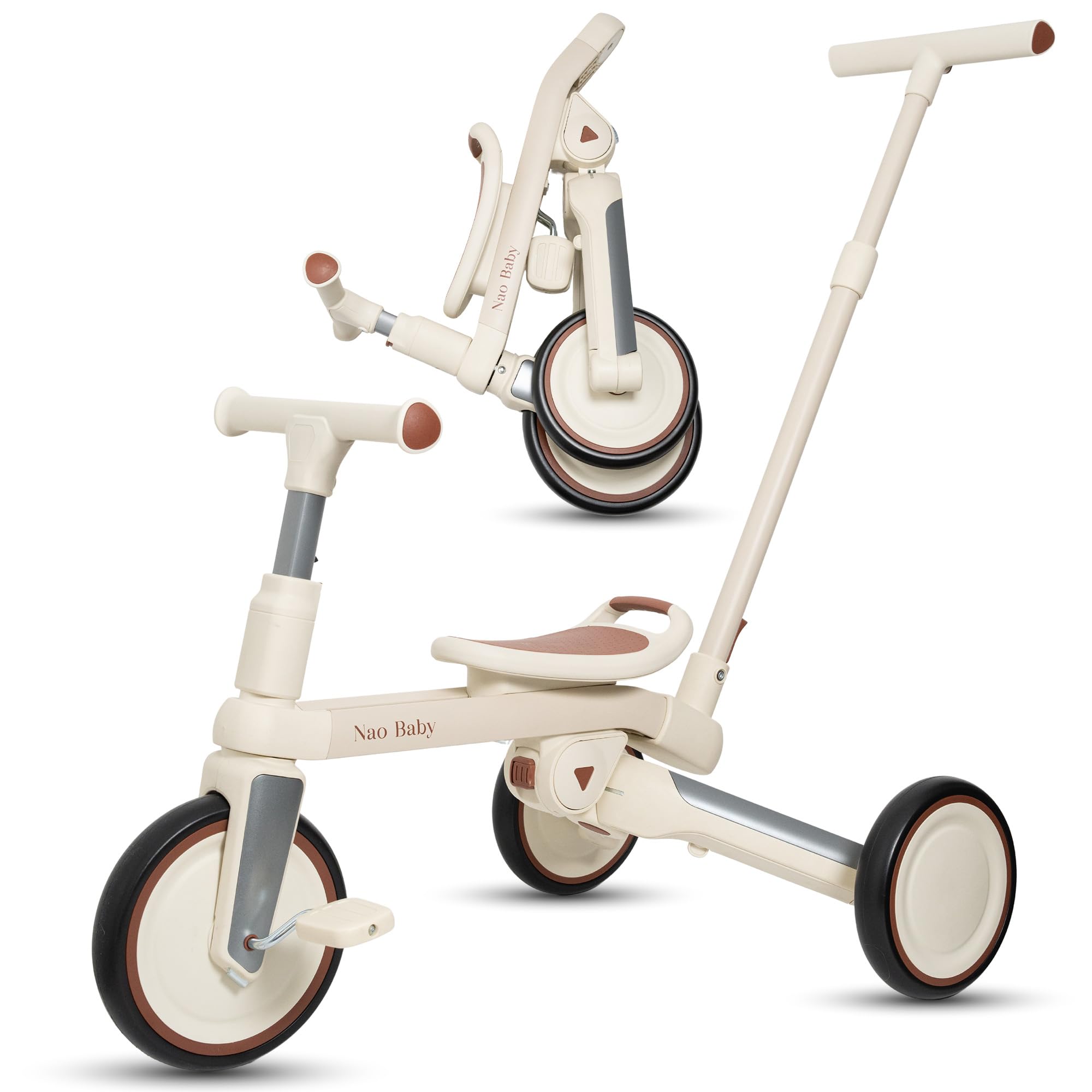 Evolutionär trehjuling 5-i-1 vikning | 1 års babycykel | 2 år baby trehjuling | Cykel utan pedaler | 1 års babycykel | Baby Ridning | Originalgåvor för 1 år