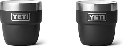 YETI Rambler Espresso Cup, Vacuum Insulated Stainless Steel Stackable Cup, Black, 2 Pack 4 oz (118 ml)