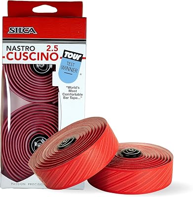 Silca Cuscino landsvägscykelstyre | superklibbig tejp extra tjock | 2,5 mm och 3,75 mm tjock | kit med extra tunt fjärilslock och ändkåpor