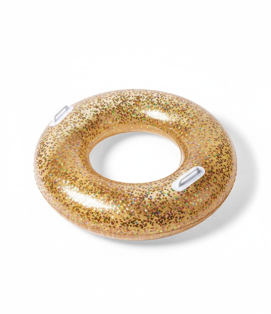 Ameisenkeks Glitter simring guld – 80 cm – uppblåsbart däck för pool och hav