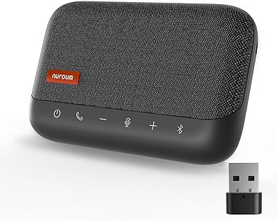 Nuroum A15 Bluetooth-konferenshögtalare och mikrofon, bärbar trådlös högtalare, 360° röstpickup med brusreducering, anslut via Bluetooth/dongle/USB-A/C till PC/bärbar dator/mobil, grå