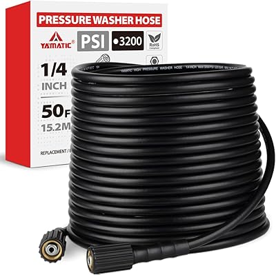 YAMATIC M22Högtryckstvätt slang 15 m, 1/4 tum, vridbeständig strömtvättarslang ersättning för Flexzilla Uberflex Ryobi Troy Bilt Honda läckagesäker 22 mm beslag, 3 200 PSI/220 bar