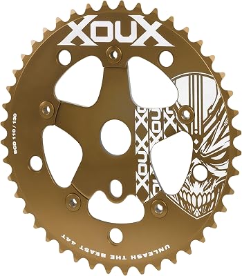 XOUX KRYPT 44T Chainring w/Spider 3/32" 110/130mm Old School BMX, Amber