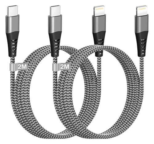 2M USB C Lightning iPhone-kabel 2 st [MFi-certifierad], USB C Lightning-kabel Snabbladdningskabel för iPhone Laddningskabel Type C Lightning för i-Phone 14 13 12 11 Pro Max/XS/XR/8/iPad