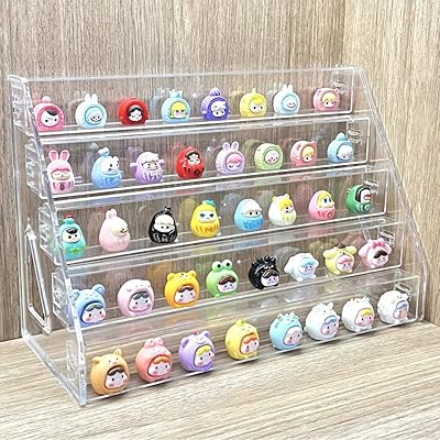 Himilucky 5 nivåer akryl displaystativ arrangör med staket, parfymstativ, organisatör, tydlig displayhylla för hem, kontor, detaljhandel för Funko-figurer leksaker muffinsmat, Cologne, smink