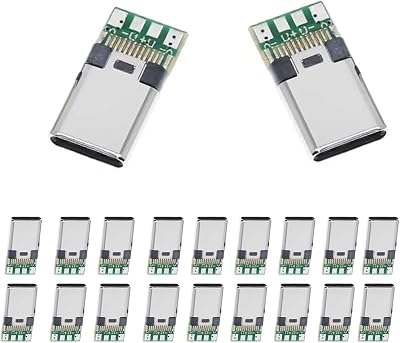 JYCONNECTS 20 stycken USB C-kontakter med breakout board, USB-typ C breakout-modul, PCB-adapter för gör-det-själv-elektronik, reparation och kabelkonstruktion