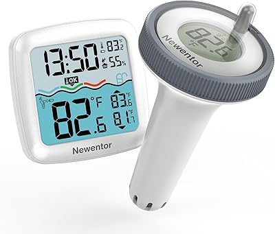 Newentor pooltermometer – trådlös vattentermometer – flytbar, IPX8 vattentät – 100 m räckvidd – för pool, bubbelpool och akvarievit