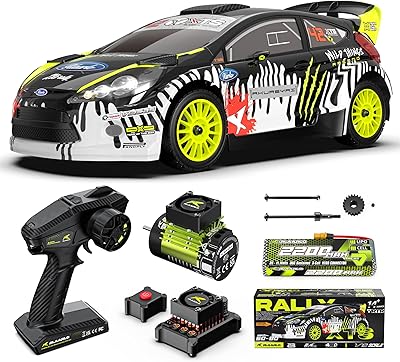 RIAARIO 1/10 rallybil max 50 mph borstlösa RC-bilar för vuxna med gyro 4WD RC lastbil med full billänkbelysning, fjärrkontroll, bil med 3S 2200 mAh uppladdningsbart batteri stöder 4 400 mAh batteri