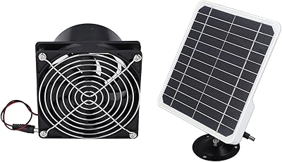 GOWENIC Solen med Avgasfläkt, 50W 12V Solpanel 6,5 Tum Ventilationsfläkt med 1 M Kabel och Konsol, för Yttre Växthusskjul Kyckling Coop