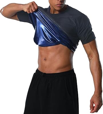 Donason Bastuskjorta för män värmefångande kompression svettdräkt t-shirt träning kroppsformare för viktminskning män gym fitness kortärmad formkläder, Grå, M