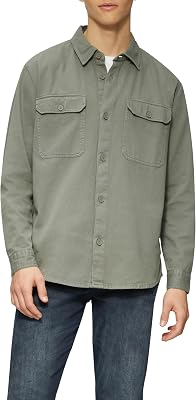 QS Overshirt i tvättad twill, Olivgrön, S