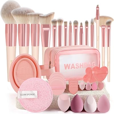 Start Makers Set med 36 st sminkborstar professionellt sminkkit multifunktionellt sminkverktygsset med väska foundation makeupborste kit ögon och ansikte sminkborstar och verktyg