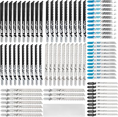 80 stycken sticksågsblad, professionell sågblad av högkolstål, T-skaft sticksågblad för trä, plast och metall