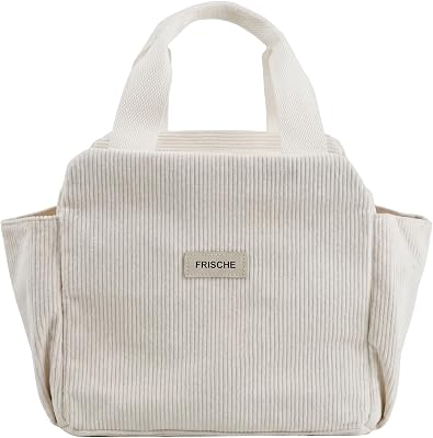 Korechain Isolerad måltidsväska, picknickväska, bärbar lunchlåda, för kontor, skola och camping, beige