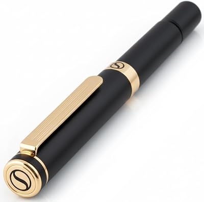 Scriveiner Schwarzer Kugelschreiber EDC Luxus Stift, Toller Taschenfüller mit 24K guld, cooler-pennpennor, present för män Frau, Deutsche Schmidt Mine, Ausgefallenes Büro Designer Schreibset