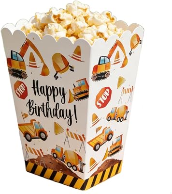 Popcornlåda, popcornväska, 12 st popcorn-festlåda godisbehållare för festgodis godis popcorn och presenter, ingenjörsfordon